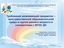 Требования развивающей предметно – пространственной образовательной среды в группе раннего возраста в соответствии с ФГОС ДО презентация