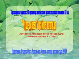 Чудо-дерево (пособие учителя-логопеда) презентация к занятию по логопедии (средняя группа) по теме