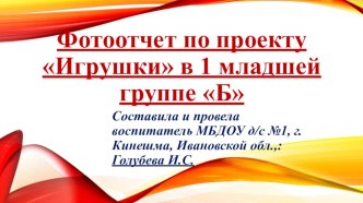 Презентация Фотоотчет по проекту Игрушки  в 1 младшей группе. презентация к уроку (младшая группа)