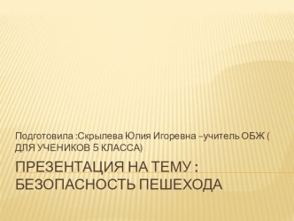 Безопасность пешеходов презентация к уроку по обж