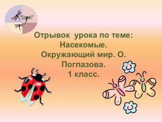 Презентация Насекомые презентация к уроку по окружающему миру (1 класс) по теме