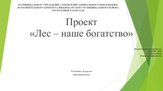 Проект Лес - наше богатство проект по окружающему миру (младшая группа)