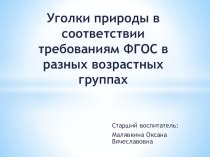 Экологические уголки в разных возрастных группах презентация по окружающему миру