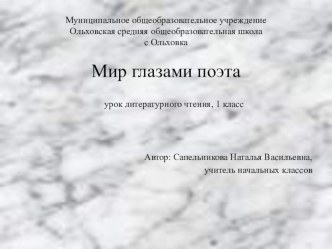 Мир глазами поэтов. Конспект урока по литературному чтению в 1 классе план-конспект урока чтения (1 класс) по теме