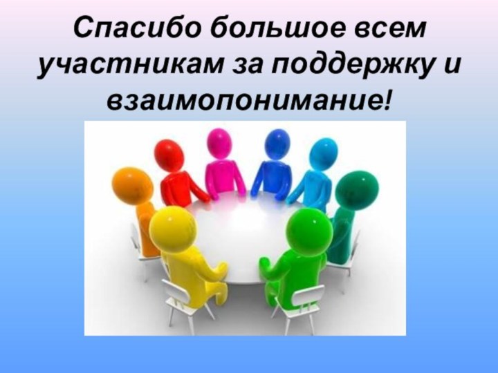 Спасибо большое всем участникам за поддержку и взаимопонимание!