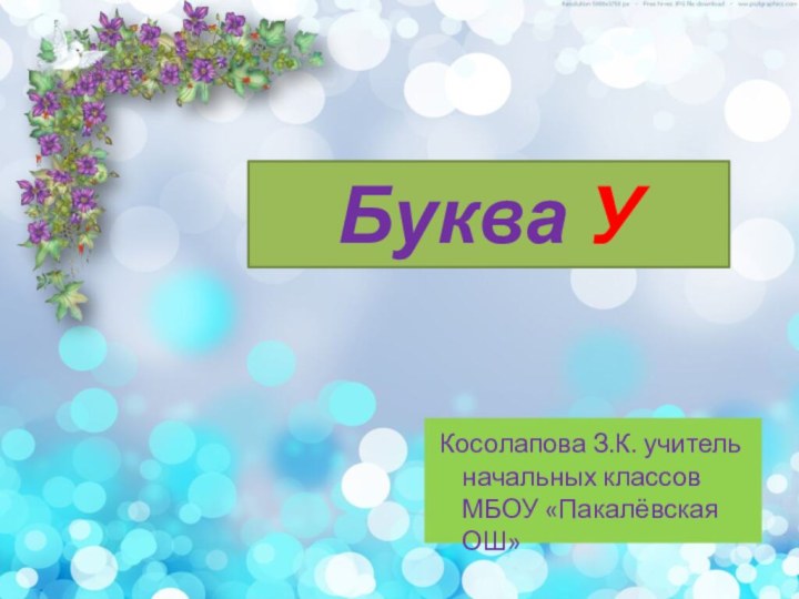 Буква У Косолапова З.К. учитель начальных классов МБОУ «Пакалёвская ОШ»