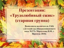 Презентация ООД в старшей группе Трудолюбивый ежик (изо.деятельность и ручной труд-аппликация со стружкой от карандашей) презентация к уроку по рисованию (старшая группа)