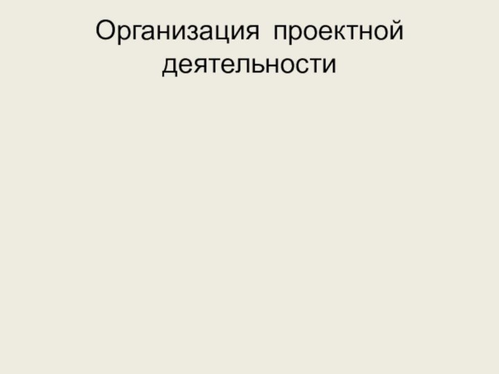 Организация проектной деятельности