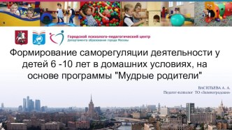 Формирование саморегуляции деятельности у детей 6 -10 лет в домашних условиях, на основе программы Мудрый родитель