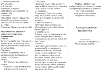 Буклет по развитию подвижности органов артикуляции методическая разработка
