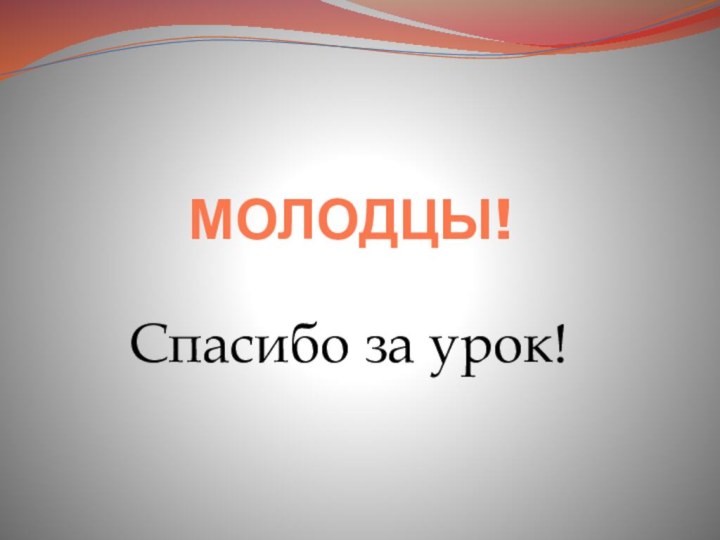 МОЛОДЦЫ!Спасибо за урок!