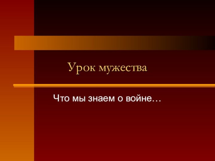 Урок мужестваЧто мы знаем о войне…