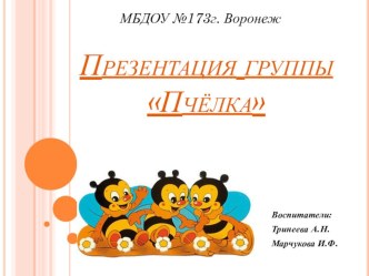 Презентация группы Пчёлка презентация к уроку (младшая группа)