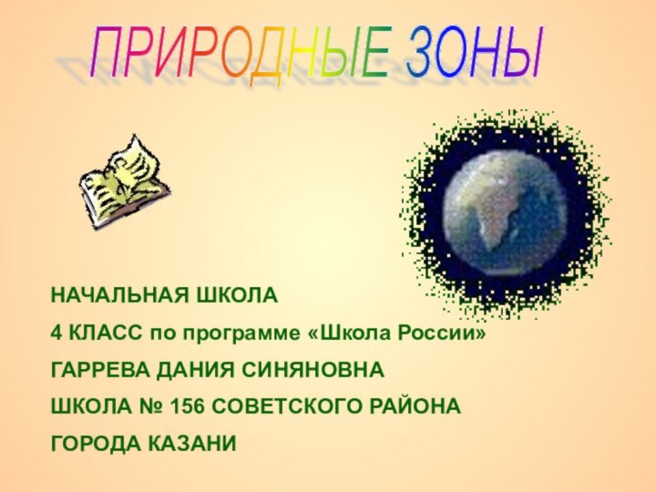 ПРИРОДНЫЕ ЗОНЫ НАЧАЛЬНАЯ ШКОЛА4 КЛАСС по программе «Школа России»ГАРРЕВА ДАНИЯ СИНЯНОВНАШКОЛА №