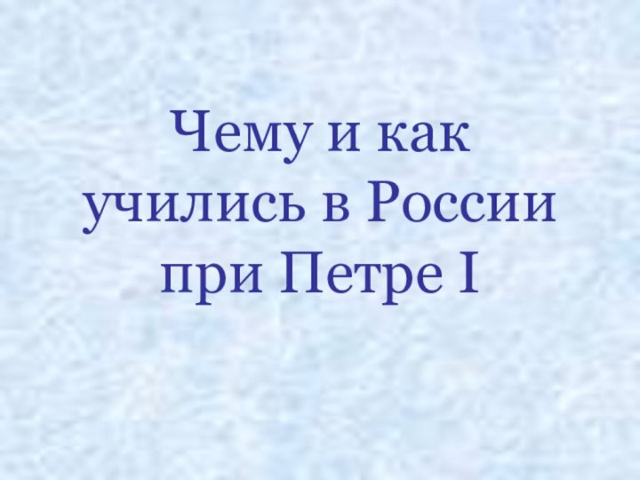 Чему и как учились в России при Петре I