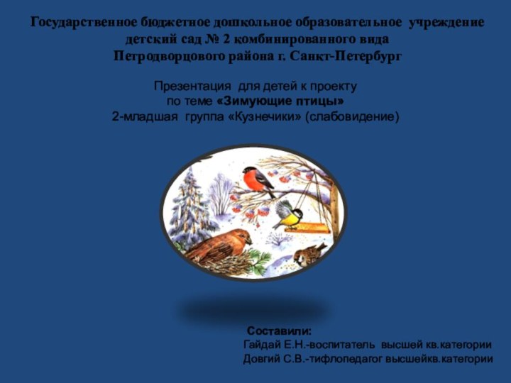 Государственное бюджетное дошкольное образовательное учреждениедетский сад № 2 комбинированного видаПетродворцового района г.