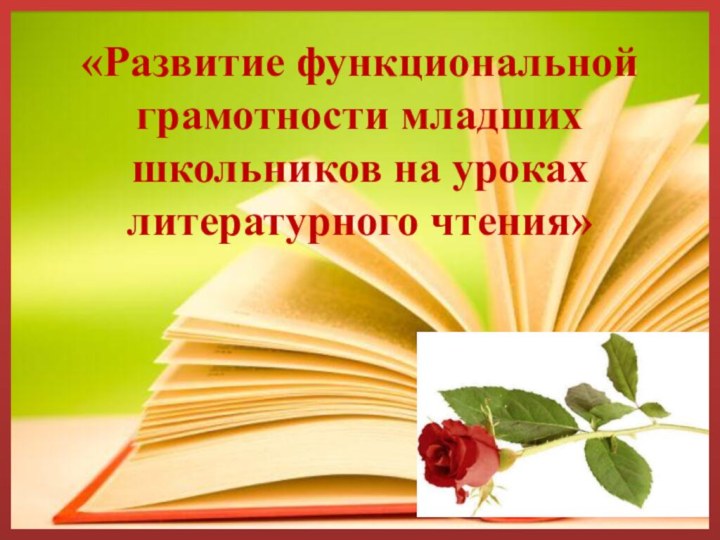 «Развитие функциональной грамотности младших школьников на уроках литературного чтения»