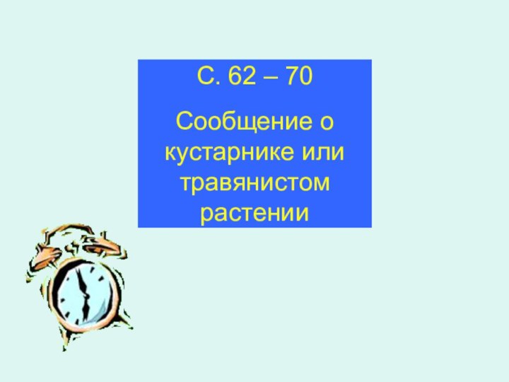 С. 62 – 70Сообщение о кустарнике или травянистом растении