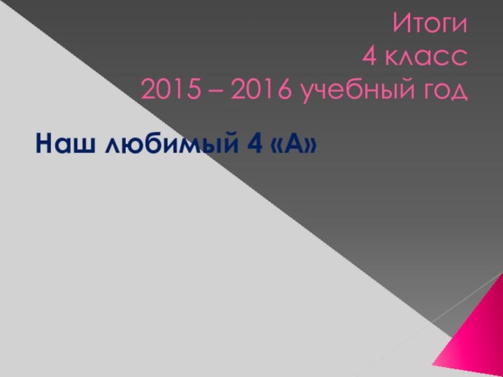 Итоги 4 класс 2015 – 2016 учебный годНаш любимый 4 «А»