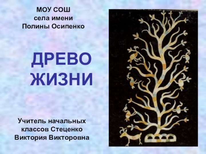 ДРЕВО  ЖИЗНИУчитель начальных классов Стеценко Виктория ВикторовнаМОУ СОШ села имени Полины Осипенко