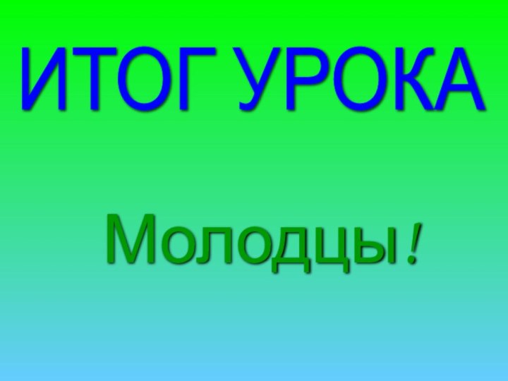 ИТОГ УРОКА Молодцы!