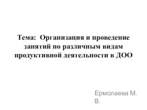 Организация и проведение занятий по различным видам продуктивной деятельности в ДОО консультация (младшая, средняя, старшая, подготовительная группа)