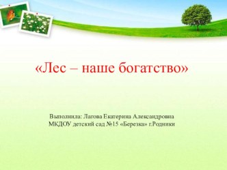 Лес - это наше богатство презентация по окружающему миру по теме