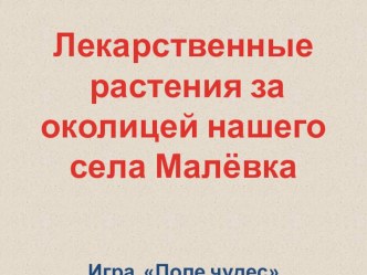 Лекарственные растения за околицей нашего села Малёвка . презентация к уроку по окружающему миру