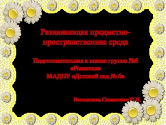 Развивающая предметно - пространственная среда презентация к уроку (подготовительная группа)