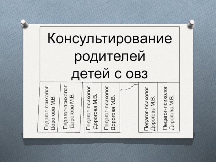 Консультирование родителей  детей с овзПедагог-психолог Дорогова М.В.Педагог-психолог Дорогова М.В.Педагог-психологДорогова М.В.Педагог-психолог Дорогова