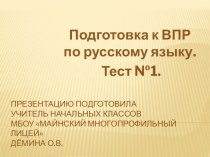 Презентация к ВПР по русскому языку. Тест №1. презентация к уроку по русскому языку (4 класс)