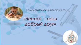 Проект : Чеснок - наш добрый друг проект (подготовительная группа)