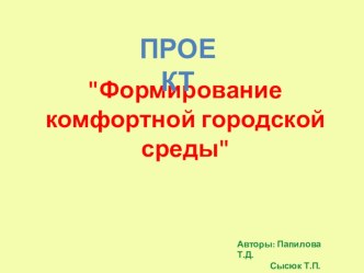 Проект Формирование городской среды проект