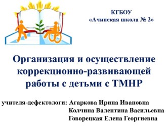 Организация и осуществление коррекционно-развивающей работы с детьми с ТМНР методическая разработка