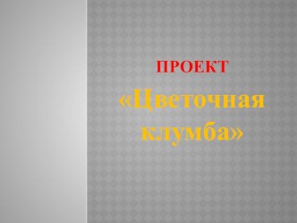Презентация проектаЦветочная клумба презентация урока для интерактивной доски