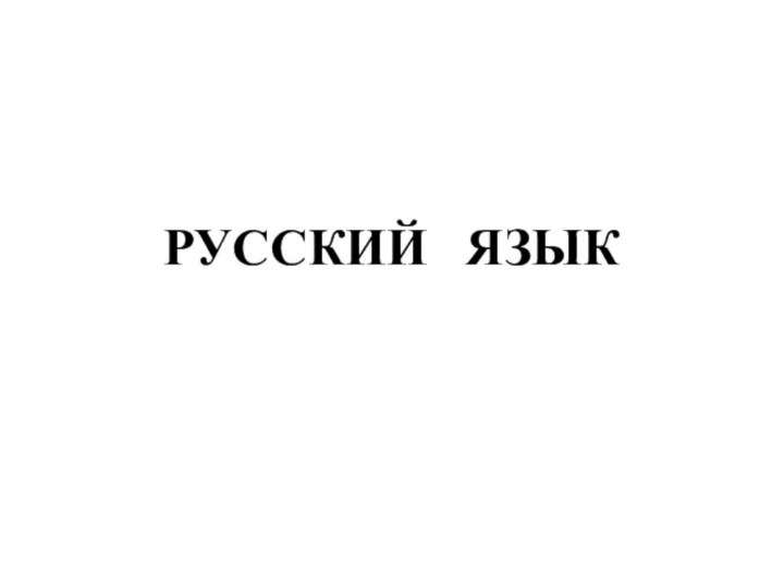 РУССКИЙ  ЯЗЫК