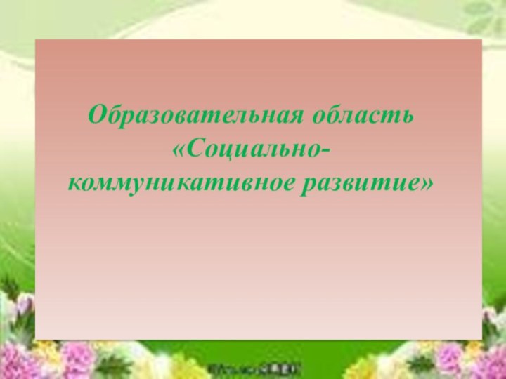 Образовательная область «Социально-коммуникативное развитие»