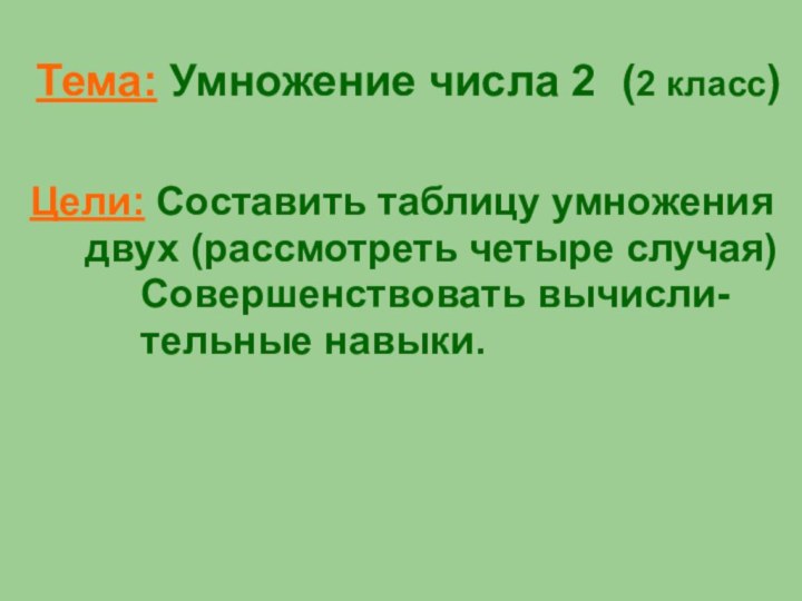 Тема: Умножение числа 2 (2 класс)