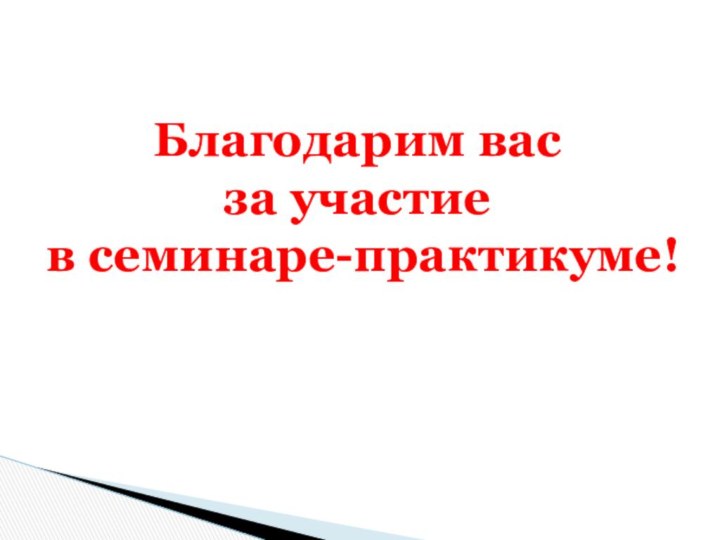 Благодарим васза участие в семинаре-практикуме!