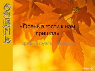 Осень в гости к нам пришла. презентация к уроку (средняя группа)