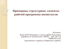 Примерные структурные элементы рабочей программы воспитателя презентация