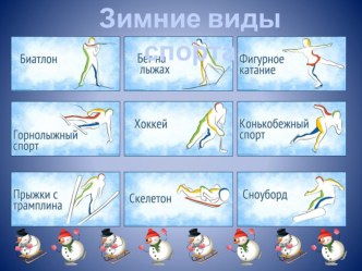 Интерактивный плакат Зимние виды спорта материал (подготовительная группа)