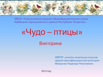 К внеклассному занятию ко Дню птиц.Чудо - птицы презентация к уроку по русскому языку (2 класс)