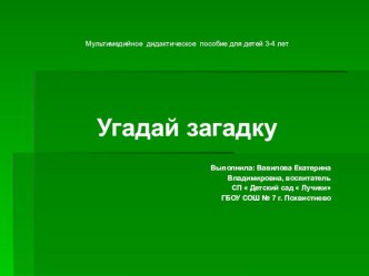 мультимедийная дидактическая игра  Угадай загадку методическая разработка по развитию речи (младшая группа)