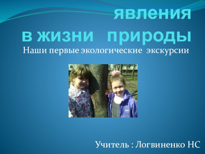 Весенние  явления  в жизни  природыУчитель : Логвиненко НСНаши первые экологические экскурсии