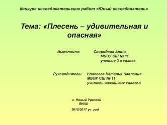 Исследовательская работа Плесень – удивительная и опасная презентация к уроку по окружающему миру (3, 4 класс)