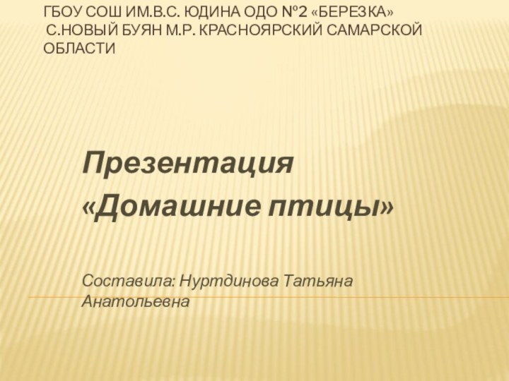 ГБОУ СОШ им.В.С. Юдина ОДО №2 «Березка»  с.Новый Буян м.р. Красноярский