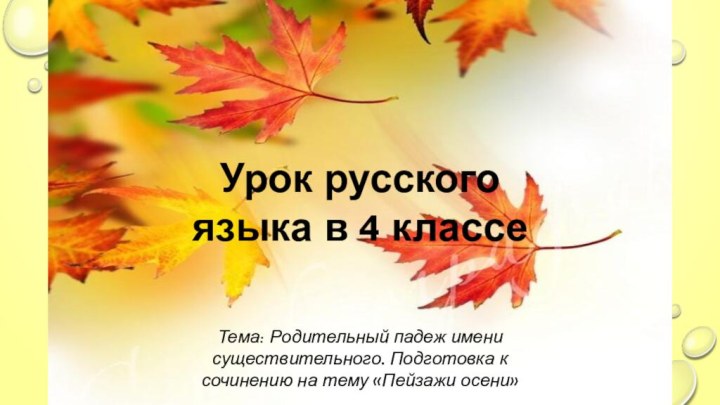 Урок русского языка в 4 классеТема: Родительный падеж имени существительного. Подготовка к