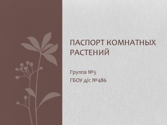 Паспорт комнатных растений. презентация по окружающему миру