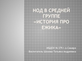 Конспект НОД с использование ИКТ в средней группе История про ежика план-конспект занятия по аппликации, лепке (средняя группа)